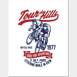 Tour De Hills. For the hipster cycling fanatic and hill climb lover. Posters and Art